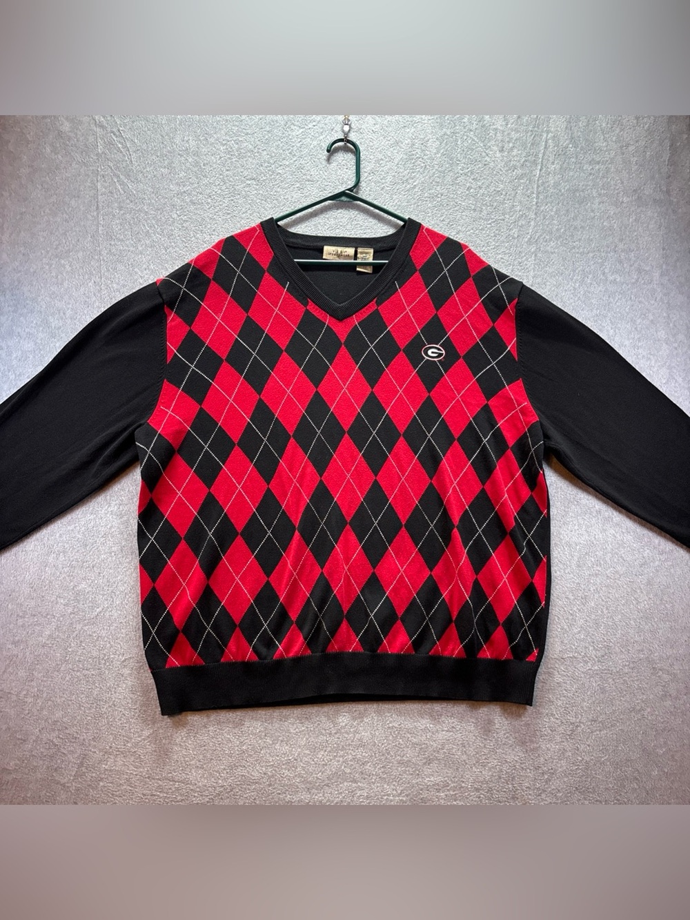 Georgia Bulldogs Vesi Sportswear Mens Size XL Red Black Argyle Sweater